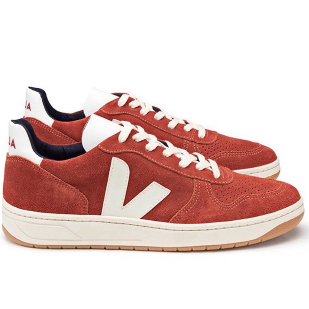 Veja Women’s V-10 Rouille Pierre orange Suede Lace-Up Sneakers Size 10 US